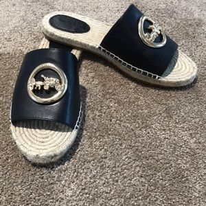 Coach espadrille slides.